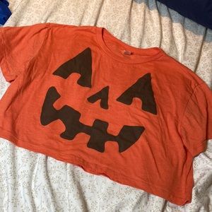 Orange pumpkin crop top